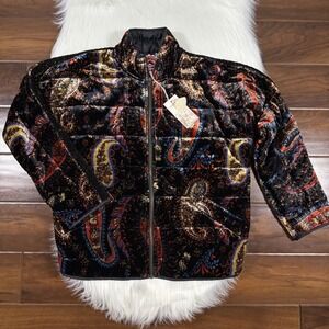 Johnny Was Women's Size‎ XS Paisley Velvet Sezana Full Zip Dolman Quilted Jacket